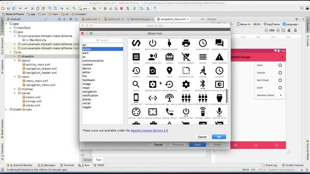 12 Android Material Design- Adding Product Icon in Navigation Drawer 4 смотреть онлайн