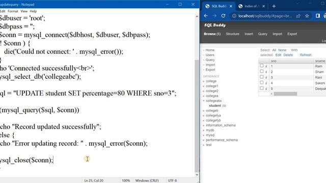Update Record and Delete Record from Table using PHP and MYSQL смотреть онлайн