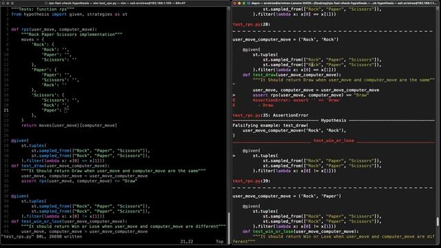 Python: Testing 'Rock Paper Scissors' With Hypothesis (Property Based Testing). смотреть онлайн