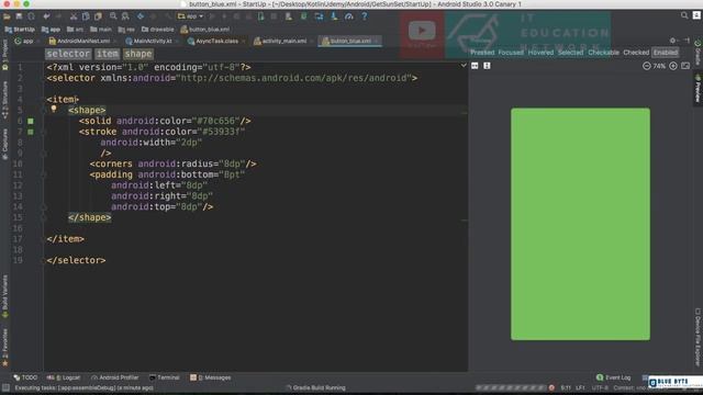 Kotlin android tutorial - 45 - Add nice Shape and rectangle for layout смотреть онлайн