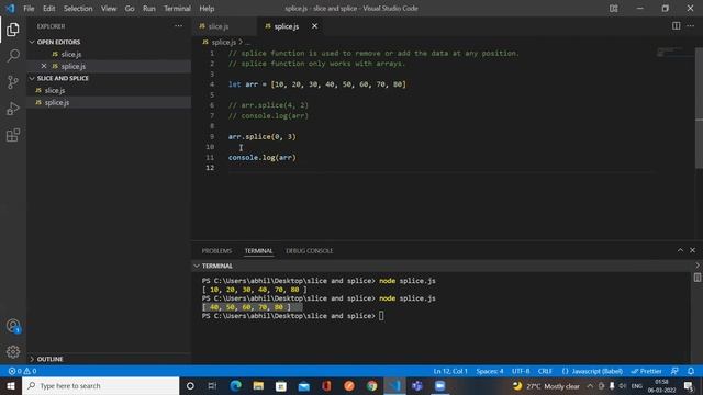 Splice function in JavaScript (Add and Remove the Data) смотреть онлайн