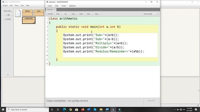 2. Using arithmetic operators-plus, minus, multiply, divide and modulus in Bluej program. смотреть онлайн