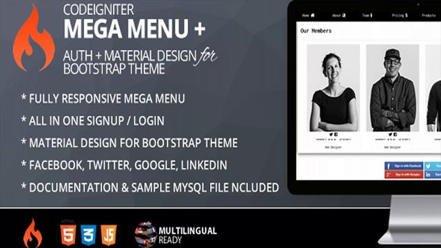 Mega Menu for CodeIgniter + ion-auth + Material Design for Bootstrap Theme | Codecanyon Scripts and смотреть онлайн