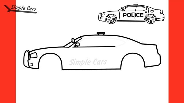 How To Draw A POLICE CAR Easy / Drawing Police Car Step / Draw Dodge Charger