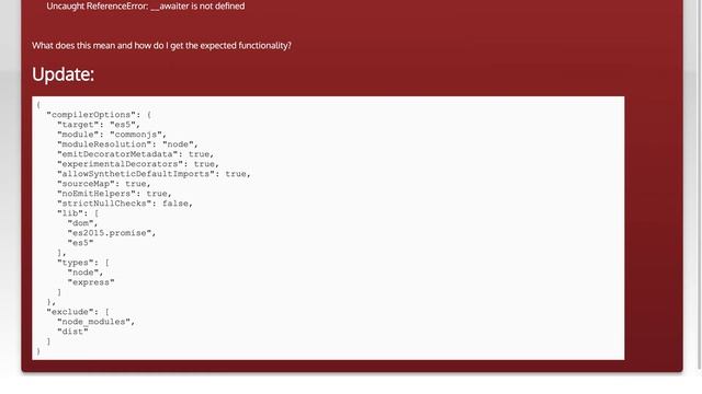 __awaiter is not defined when using async/await in Typescript смотреть онлайн