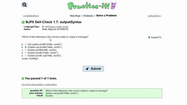 Java Practice-it Introduction to Java Programming | Self-Check 1.7 outputSyntax смотреть онлайн