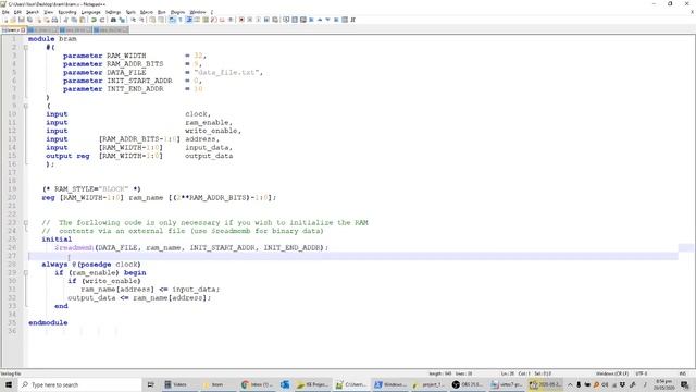 FPGA Block RAM (BRAM) Verilog Code