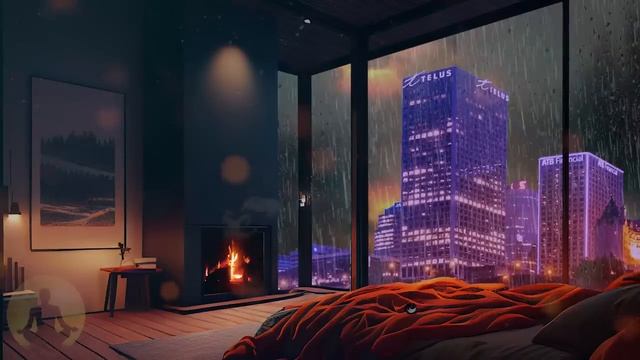 Rain On Window With Thunder Sounds - Rain In City At Night - 10 Hours