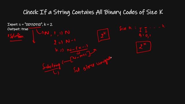 1461. Check If a String Contains All Binary Codes of Size K | Leetcode Daily Challenge | HashSet смотреть онлайн