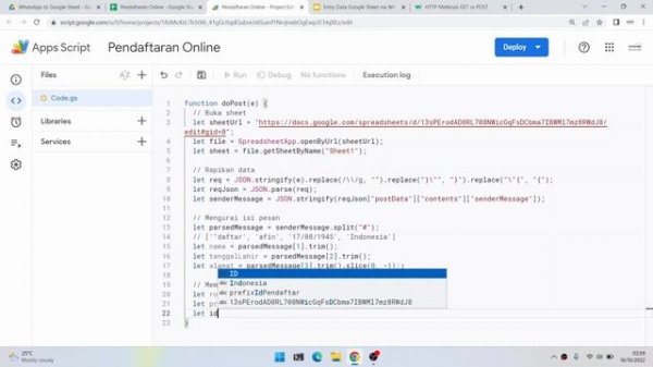 Input Data dari WhatsApp ke Google Sheet - Cara Membuat Pendaftaran Online Melalui WA + Google Shee