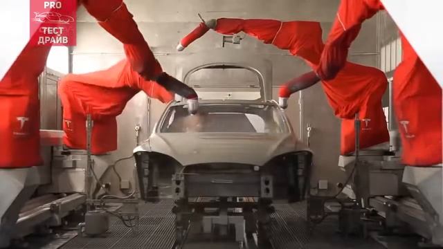 Заводская сборка автомобиля TESLA. смотреть онлайн