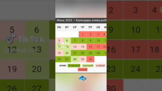 Календарь рыбалова. Июнь 2023-Калегдарь клёва рыбы. #fish #fishing смотреть онлайн