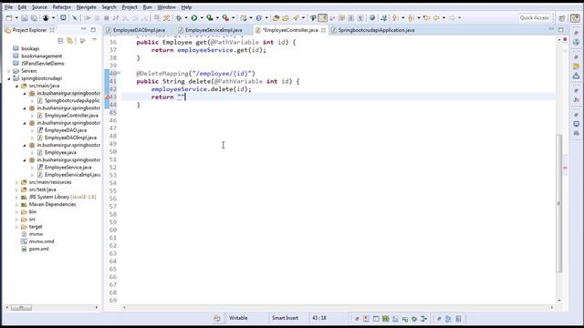 Spring Boot Hibernate - Deleting a employee object or @DeleteMapping [Part 7] смотреть онлайн