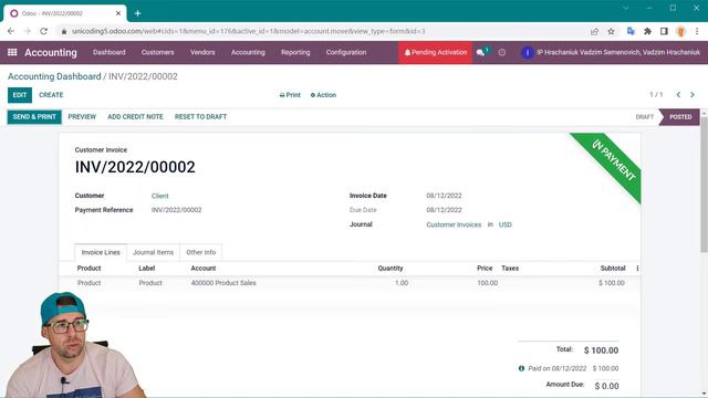 Odoo Invoice: In Payment в Paid смотреть онлайн