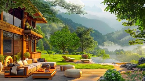 Peaceful Terrace Ambience in The Morning Mountain Forest - Relax Heal Sound of Birds Sing 3 Hours🕊️