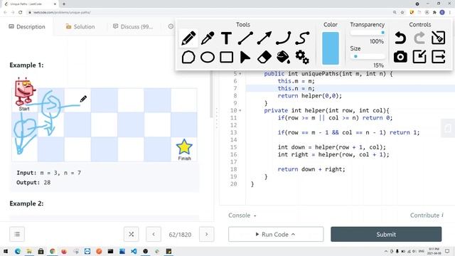 [Java] Leetcode 62. Unique Paths [DP Distinct Ways #2] смотреть онлайн