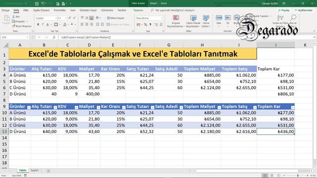 Excel Eğitim Dersleri 18 - Excel'de Tablolar ile Çalışmak ve Excel'e Tabloları Tanıtmak смотреть онлайн