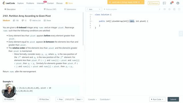 #2161: Partition Array According to Given Pivot - LeetCode Solutions смотреть онлайн