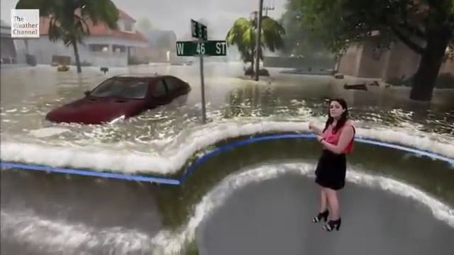 Weather Channel - Hurricane Florence augmented reality storm surge graphics (Erika Navarro) смотреть онлайн