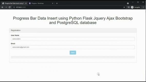 Progress Bar Data Insert using Python Flask Jquery Ajax Bootstrap and PostgreSQL database