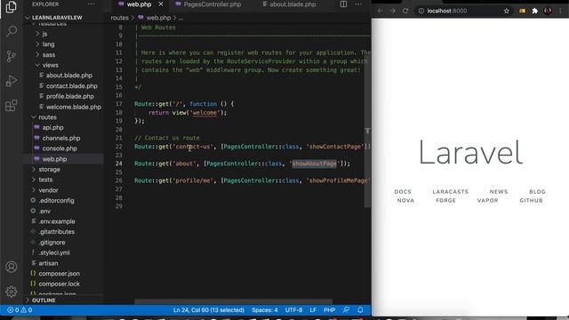E8 - Using links on blade, review on route, controller and view | Learn Laravel the EASY way смотреть онлайн