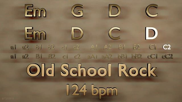 Backing Track in E Minor - Em G C D Em D C D - Old School Rock - 124 bpm