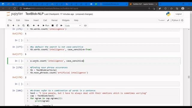 Noun Phrases and For loop & Ngrams-TextBlob смотреть онлайн