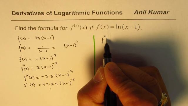 Formula for nth Derivative of Logarithmic Function ln(x - 1) смотреть онлайн