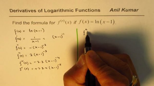 Formula for nth Derivative of Logarithmic Function ln(x - 1)