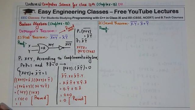 Boolean Algebra DeMorgan’s Theorem with Proof, Solved Example of Demorganization– Lecture 6 смотреть онлайн