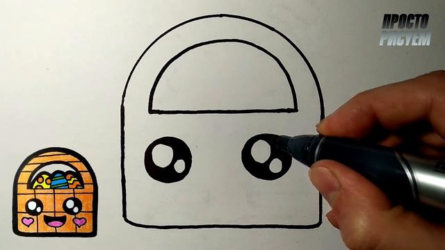 Как нарисовать МИЛУЮ ПАСХАЛЬНУЮ КОРЗИНКУ, просто, Рисунки для детей и начинающих смотреть онлайн