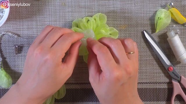 Самые Летние и легкие цветы цветочки с подвеской из ленты Органза МК DIY kanzashi смотреть онлайн
