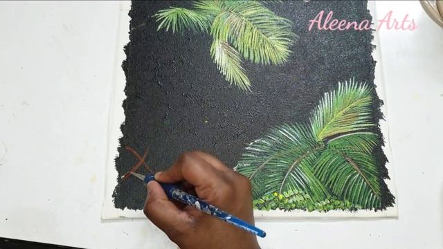 How to paint tropical Foliage with palm trees / Acrylic Foliage painting / Tropical palm trees смотреть онлайн