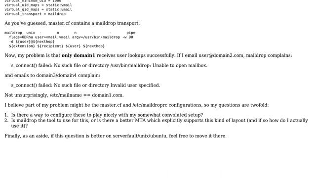 maildrop/postfix with multiple mydestination locations and virtual users смотреть онлайн