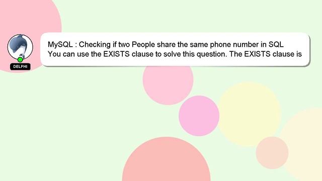 MySQL : Checking if two People share the same phone number in SQL смотреть онлайн