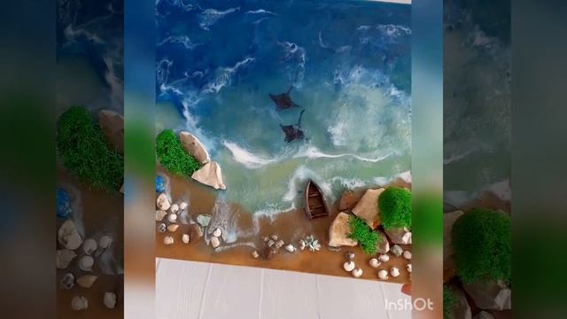 Картина с эпоксидной смолой Морское побережье. смотреть онлайн