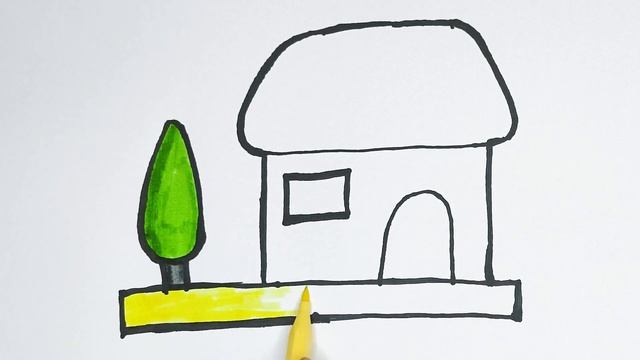 Let's Draw a Beautiful House and Tree ?? Drawing and coloring For Kids and Toddlers смотреть онлайн