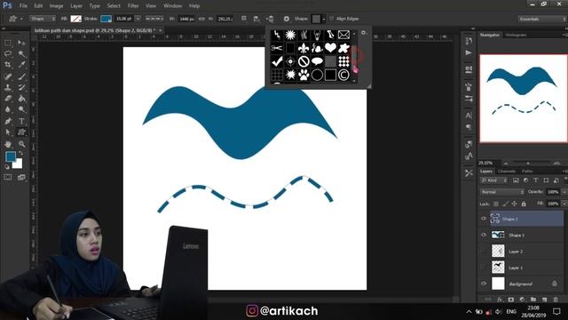 MEMBUAT SHAPE DAN STROKE MENGGUNAKAN PEN TOOL - SHAPE DI ADOBE PHOTOSHOP CS 6 #ARTTALK смотреть онлайн