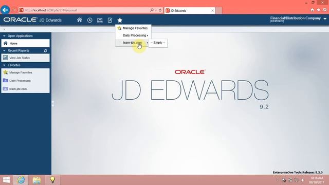 0103 Working with Favorites in JDE EnterpriseOne 9.2 смотреть онлайн