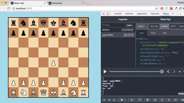 React/Redux chessboard - white wins in 4 moves (first demo) смотреть онлайн