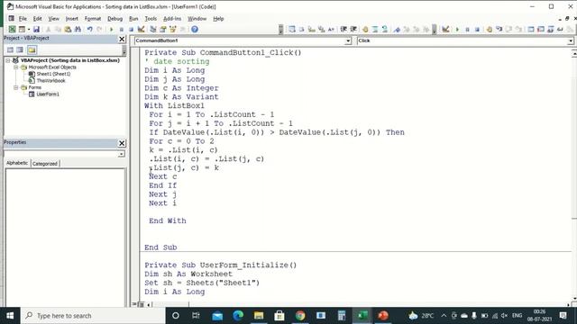 How to sort data in ListBox in excel vba sort as alphabetically, date wise and numeric value wise смотреть онлайн
