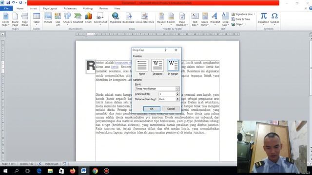 tutorial menggunakan dropcap||Microsoft Word 2010 смотреть онлайн
