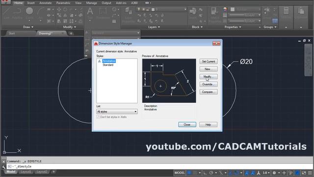 AutoCAD Radius Dimension Line to Center | AutoCAD Diameter Dimension Two Arrows смотреть онлайн