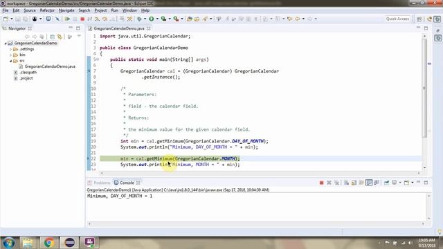 How to use getMinimum(int field) method of Java.util.GregorianCalendar class? | Java Date and Time смотреть онлайн