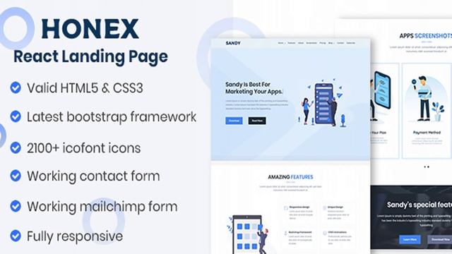 HONEX - Bootstrap 4 React Apps Landing Page | Themeforest Website Templates and Themes смотреть онлайн