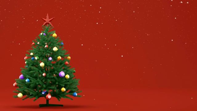 Рождественская ёлка с игрушками и падающий снег. Анимация. смотреть онлайн