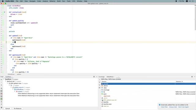 Refactoring practice 004 – Gilded rose in Ruby смотреть онлайн