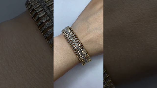 Браслет с бриллиантами в желтом родии ширина 15 мм размер 17,5-19 см запястья бриллиантов 3.37 к смотреть онлайн