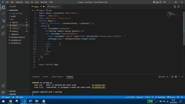 REACT SEARCH FILTER UYGULAMASI 10 DK'DA #seviye1.3 смотреть онлайн