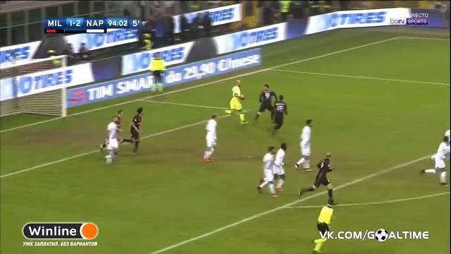 Милан - Наполи 1-2. Удар Доннаруммы головой смотреть онлайн